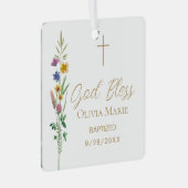 Ornement En Métal Custom Photo Baptism Wildflower Ceramic (Avant droite)
