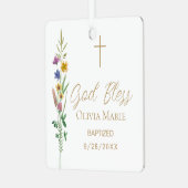 Ornement En Métal Custom Photo Baptism Wildflower Ceramic (Avant gauche)
