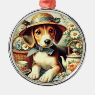 Ornement En Métal Cute Anglais Foxhound Peinture
