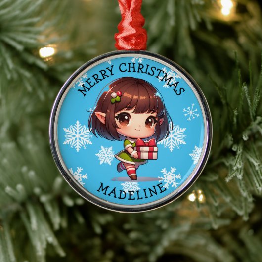 Ornement En Métal Cute Anime Asian Elf Personalized Christmas (Arbre)