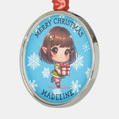 Ornement En Métal Cute Anime Asian Elf Personalized Christmas (Gauche)