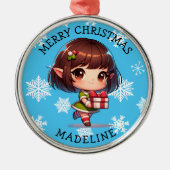 Ornement En Métal Cute Anime Asian Elf Personalized Christmas (Devant)