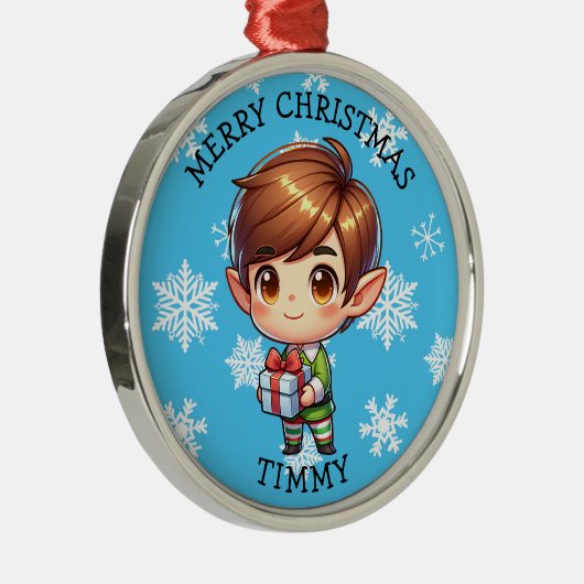 Ornement En Métal Cute Anime Boy Elf Personalized Christmas (Droite)