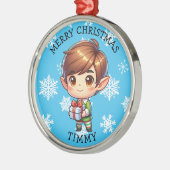 Ornement En Métal Cute Anime Boy Elf Personalized Christmas (Gauche)