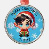 Ornement En Métal Cute Anime Boy Elf Personalized Christmas (Devant)