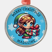 Ornement En Métal Cute Anime Girl Elf Personalized Christmas (Devant)