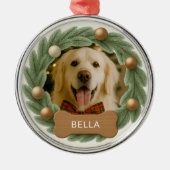 Ornement En Métal Cute Chien Photo Wreath Nom Fête Noël (Devant)