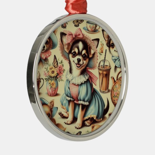 Ornement En Métal Cute Chihuahua Peinture Chiot (Droite)