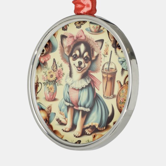 Ornement En Métal Cute Chihuahua Peinture Chiot (Gauche)