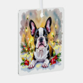Ornement En Métal Cute Festive Boston Terrier Personalized Christmas (Avant droite)