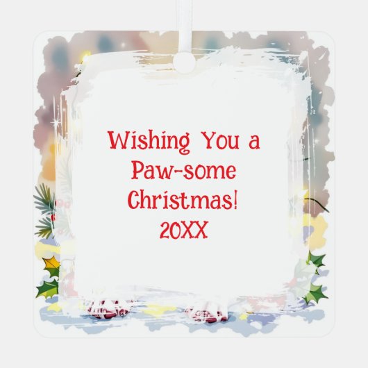 Ornement En Métal Cute Festive Boston Terrier Personalized Christmas (Verso)