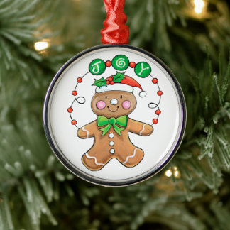 Ornement En Métal Cute Gingerbread man, Christmas Cookie Joy
