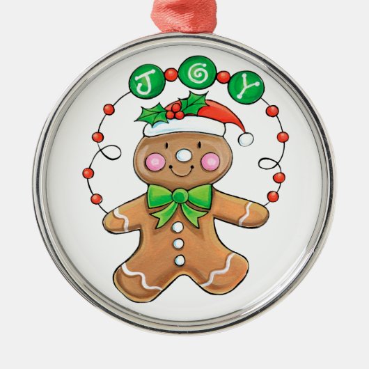 Ornement En Métal Cute Gingerbread man, Christmas Cookie Joy (Devant)