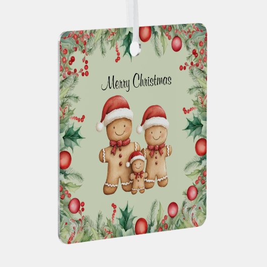 Ornement En Métal Cute pain d'épices biscuit Noël de famille (Avant droite)