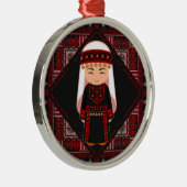 Ornement En Métal cute Palestinian girl Embroidery red tatreez (Droite)