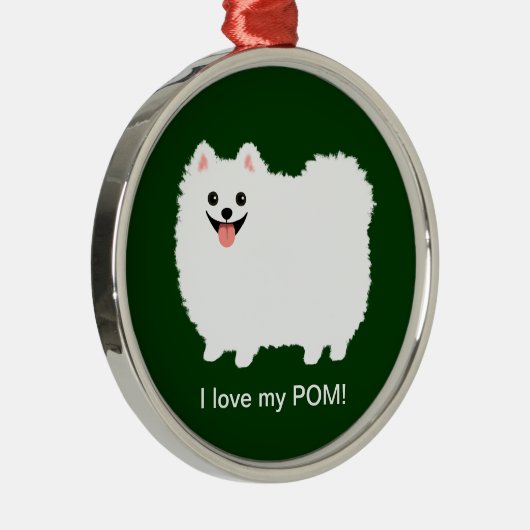 Ornement En Métal Cute White Pomeranian | Fluffy Pommy Custom (Droite)