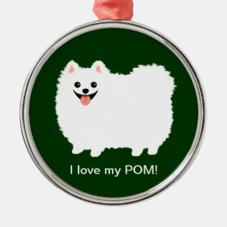 Ornement En Métal Cute White Pomeranian | Fluffy Pommy Custom