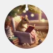 Ornement En Métal Cute Winter Mouse lecture d'un livre Custom (Verso)