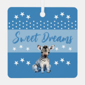 Ornement En Métal Cute zebra shhh ajouter nom dormir bleu (Verso)