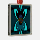 Ornement En Métal Cyan Abstrait Art Print (Droite)