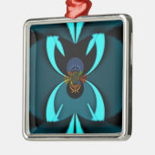 Ornement En Métal Cyan Abstrait Art Print (Gauche)