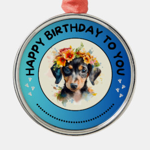 Ornement En Métal Dachshund Joyeux Anniversaire Pour Vous