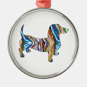Ornement En Métal Dachshund - Psychedelic Zbra Doxie