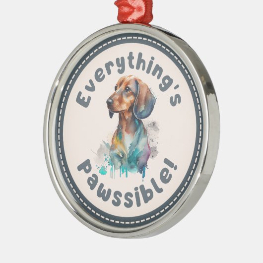 Ornement En Métal Dachshund Tout Est Possible (Gauche)