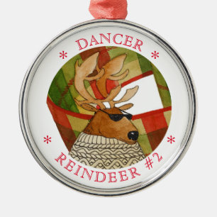 Ornement En Métal DANCER REINDEER Premium Round Orament