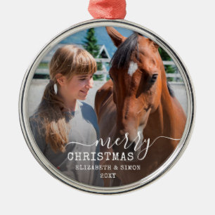 Ornement En Métal Dated Horse Photo Personalized Round Frame