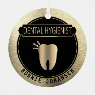 Ornement En Métal 🦷 dentaire Hygiéniste - Noir et Or