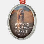 Ornement En Métal Des pattes pour toujours dans nos coeurs Pet Photo (Gauche)
