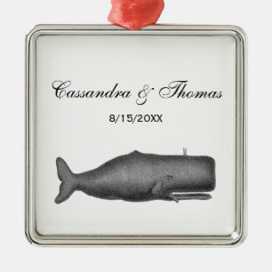 Ornement En Métal Dessin de baleine vintage du 19e siècle N