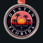 Ornement En Métal Destin Florida Beach Retro Sunset Palm Tree 80s<br><div class="desc">Ces customisés Destin Florida Retro 60s Palmiers Souvenirs. Destin Florida, souvenirs de plage rétro. design de voyage pour les amateurs d'été. ce design rétro vintage est une excellente idée de vacances, anniversaire, et cadeau d'été. - Vous pouvez personnaliser le modèle en ajoutant un nom de votre ville ou de votre...</div>