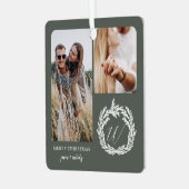 Ornement En Métal Deux photos Fiançailles Garland Wreath Monogramme (Avant gauche)