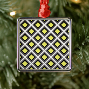 Ornement En Métal Diamants d'ikat gris foncé, noir, jaune par STaylo