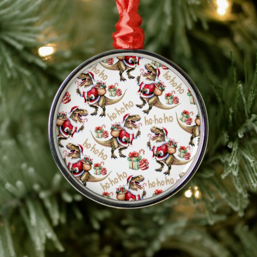 Ornement En Métal Dinosaurs Santa Hats Christmas Ornament Keepsake (Arbre)