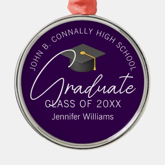 Ornement En Métal Diplômé en violet foncé sur mesure Noël (Devant)
