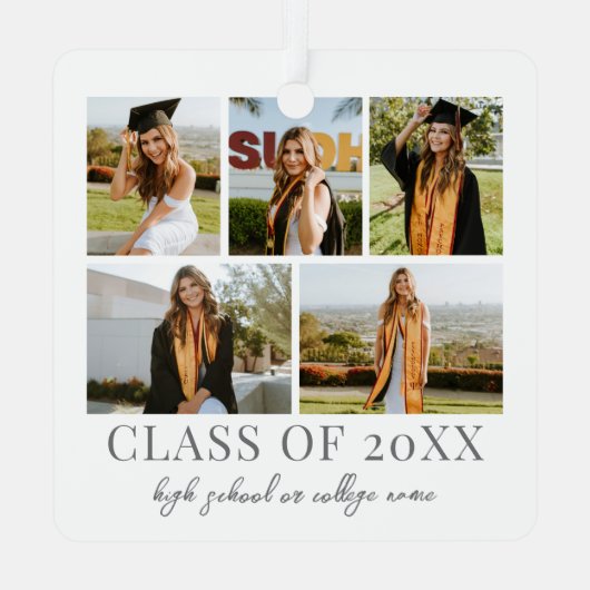 Ornement En Métal Diplômé Simple Élégant Script Graduation Photo (Verso)