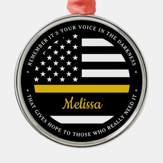 Ornement En Métal Dispatcher Thin Gold Line Personnalisé Drapeau 911 (Devant)