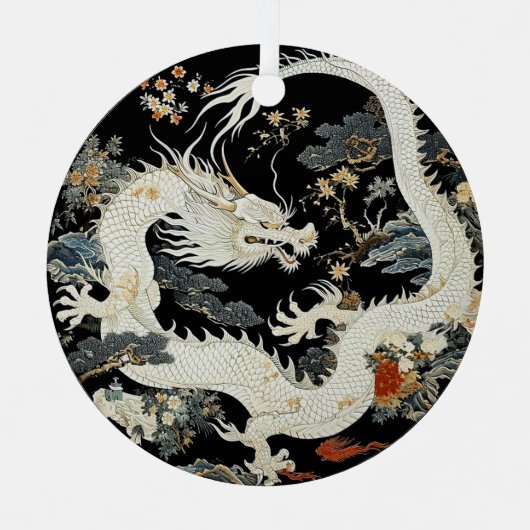 Ornement En Métal Dragon asiatique blanc (Recto)