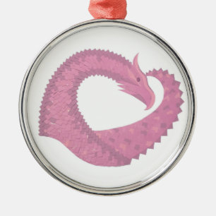 Ornement En Métal Dragon de coeur rose sur blanc