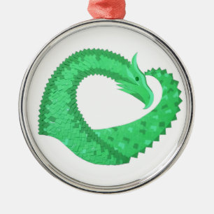 Ornement En Métal Dragon de coeur vert sur blanc