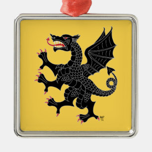 Ornement En Métal Dragon Rampant Sable