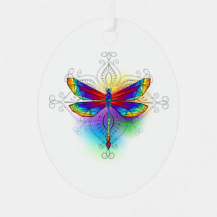 Ornement En Métal Dragonfly en arc-en-ciel