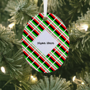 Ornement En Métal Drapeau afro-américain et diaspora Nom en mosaïque