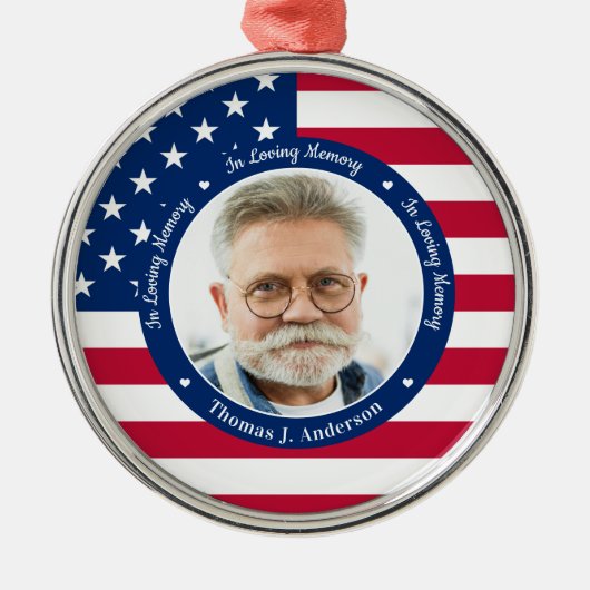 Ornement En Métal Drapeau américain patriotique Personnalisé 2 Photo (Devant)