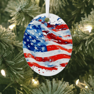 Ornement En Métal Drapeau américain USA Aquarelle 4 juillet