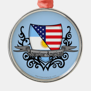 Ornement En Métal Drapeau Argentin-Américain de bouclier