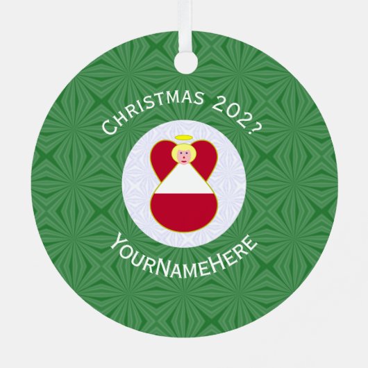 Ornement En Métal Drapeau autrichien Noël Ange Nom Année (Verso)